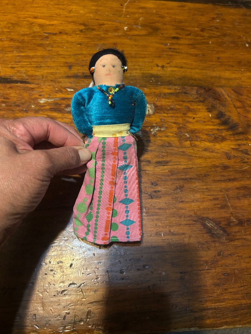 VTG Navajo (?) Folk Art Cloth Doll Handmade Beaded Native American